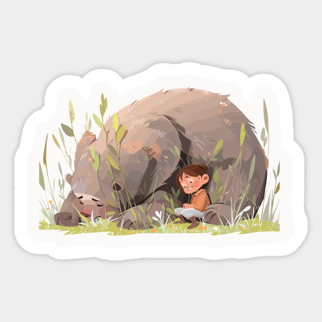 Adorable Grizzly Bear Animal Loving Cuddle Embrace Children Kid Tenderness Sticker by Cubebox
